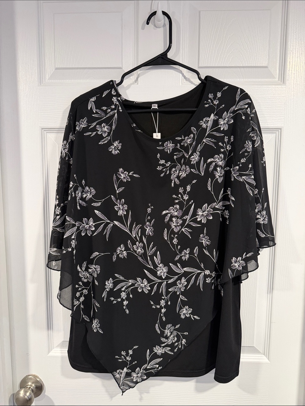 Women’s Black Floral Overlay Blouse